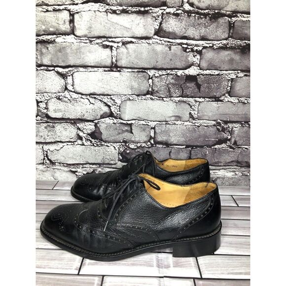 Mario Calugi Black Leather Wingtip Cap Toe Oxfords Lace Shoes Men Sz 7.5M US/41 - Picture 14 of 16